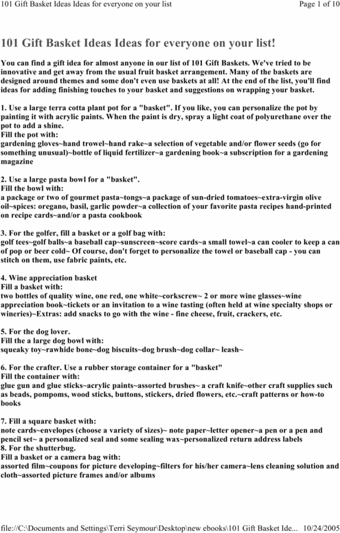 Product picture 101 Gift Basket Ideas